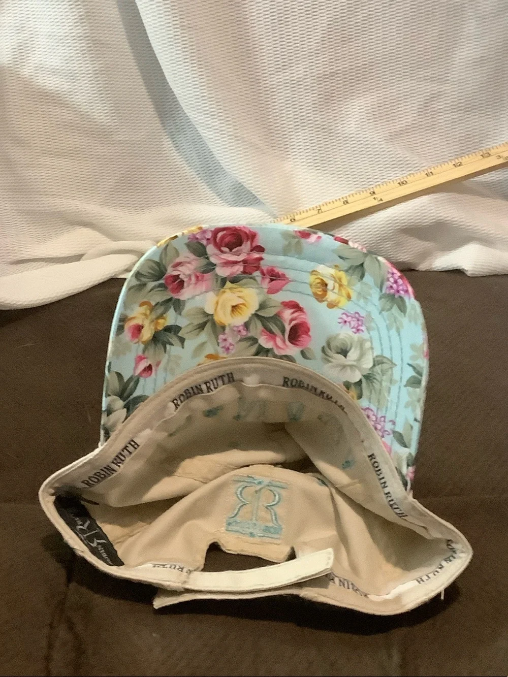 Robin Ruth Beige Baseball Cap with Floral Brim